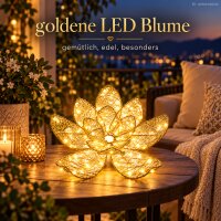 LED Leuchtblume 28x9cm Goldfarben warmweiß Metall outdoor