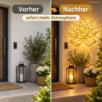LED Leuchtblume 28x9cm Goldfarben warmweiß Metall outdoor