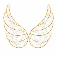 LED Engelsflügel außen 50x24cm Gold warmweiß Metall Lichtdeko