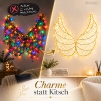 LED Engelsflügel außen 50x24cm Gold warmweiß Metall Lichtdeko