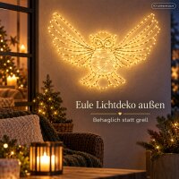 LED Eulenfigur 54x39cm Goldfarben warmweiß Metall für außen