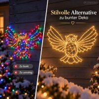 LED Eulenfigur 54x39cm Goldfarben warmweiß Metall für außen