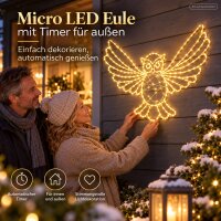 LED Eulenfigur 54x39cm Goldfarben warmweiß Metall für außen