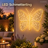 LED Schmetterling außen 58x43cm Goldfarben warmweiß aus Metall
