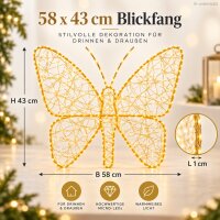 LED Schmetterling außen 58x43cm Goldfarben warmweiß aus Metall