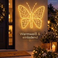 LED Schmetterling außen 58x43cm Goldfarben warmweiß aus Metall