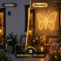 LED Schmetterling außen 58x43cm Goldfarben warmweiß aus Metall