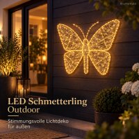 LED Deko Schmetterling 98x77cm Gold warmweiß Metall außen innen
