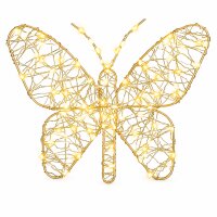 Leuchtender Schmetterling außen 28x23cm Goldfarben warmweiß Metall