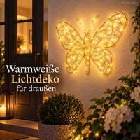 Leuchtender Schmetterling außen 28x23cm Goldfarben warmweiß Metall