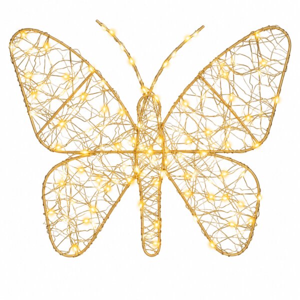 Micro LED Schmetterling 38x30cm Goldfarben warmweiß Metall für außen