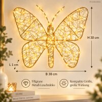 Micro LED Schmetterling 38x30cm Goldfarben warmweiß Metall für außen