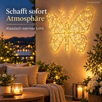 Micro LED Schmetterling 38x30cm Goldfarben warmweiß Metall für außen
