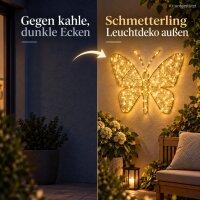 Micro LED Schmetterling 38x30cm Goldfarben warmweiß Metall für außen