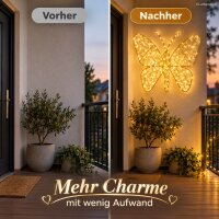 Micro LED Schmetterling 38x30cm Goldfarben warmweiß Metall für außen