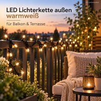 LED Lichterkette Balkon 4m Schwarz warmweiß - Outdoor Dekolicht