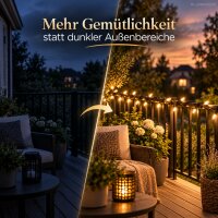 LED Lichterkette Balkon 4m Schwarz warmweiß - Outdoor Dekolicht