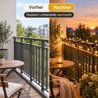 LED Lichterkette Balkon 4m Schwarz warmweiß - Outdoor Dekolicht