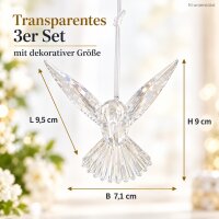 Baumschmuck Vogel 9cm Transparent Polystyrol Kolibri zum Anhängen 3er