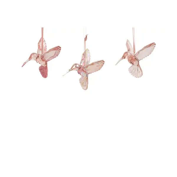 Kolibri Weihnachtsanhänger 9cm Rosa Rosé - Baumschmuck aus Polystyrol