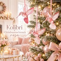 Kolibri Weihnachtsanhänger 9cm Rosa Rosé - Baumschmuck aus Polystyrol