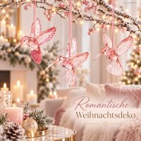 Kolibri Weihnachtsanhänger 9cm Rosa Rosé - Baumschmuck aus Polystyrol