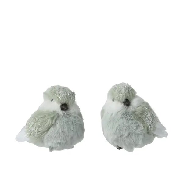 Deko Vögel Weihnachten 7x8x10cm Grün Mintgrün Kunstfell Clip 2er Set
