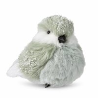 Deko Vogel Weihnachtsbaum 7x8x10cm Grün mintgrün Kunstfell Clip