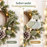Deko Vogel Weihnachtsbaum 7x8x10cm Grün mintgrün Kunstfell Clip