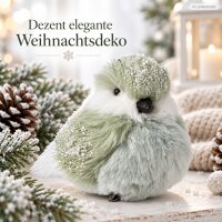 Deko Vogel Weihnachtsbaum 7x8x10cm Grün mintgrün Kunstfell Clip