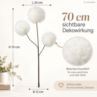 Deko Zweig Weiß 70cm - Kunstfell Zweig für Vase und Winterdeko