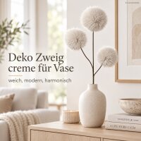 Deko Ast 12x70cm Creme Elfenbein Kunstfell moderner Vasenzweig