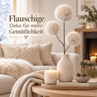 Deko Ast 12x70cm Creme Elfenbein Kunstfell moderner Vasenzweig