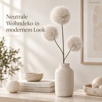 Deko Ast 12x70cm Creme Elfenbein Kunstfell moderner Vasenzweig