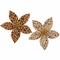 Weihnachtsstern auf Clip D20xH6cm Braun Beige Samt Weihnachtsdeko