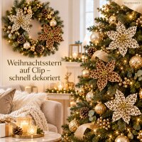 Weihnachtsstern auf Clip D20xH6cm Braun Beige Samt Weihnachtsdeko