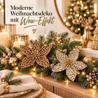 Weihnachtsstern auf Clip D20xH6cm Braun Beige Samt Weihnachtsdeko