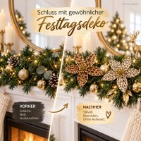 Weihnachtsstern auf Clip D20xH6cm Braun Beige Samt Weihnachtsdeko