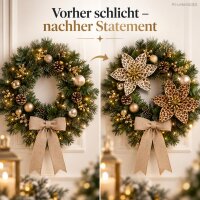 Weihnachtsstern auf Clip D20xH6cm Braun Beige Samt Weihnachtsdeko