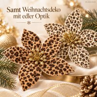 Weihnachtsstern auf Clip D20xH6cm Braun Beige Samt Weihnachtsdeko