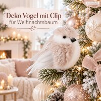 Vogel Deko Clip 8x8x11cm Rosa peach Kunstfell für Weihnachtsbaum