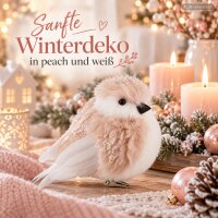 Vogel Deko Clip 8x8x11cm Rosa peach Kunstfell für Weihnachtsbaum