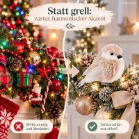 Vogel Deko Clip 8x8x11cm Rosa peach Kunstfell für Weihnachtsbaum