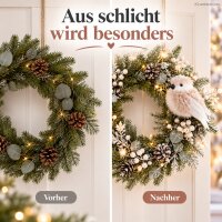 Vogel Deko Clip 8x8x11cm Rosa peach Kunstfell für Weihnachtsbaum