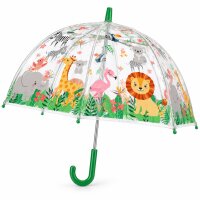 Kinderschirm Dschungel 70,5cm Transparent Grün - Kuppelschirm Regen
