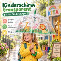 Kinderschirm Dschungel 70,5cm Transparent Grün - Kuppelschirm Regen