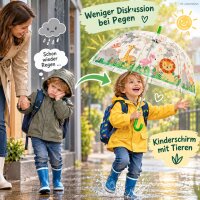 Kinderschirm Dschungel 70,5cm Transparent Grün - Kuppelschirm Regen