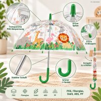 Kinderschirm Dschungel 70,5cm Transparent Grün - Kuppelschirm Regen