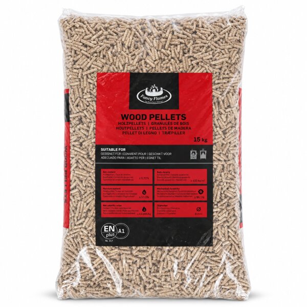 Holzpellets 15kg Natur Beige - Eiche Brennstoff für Kaminofen