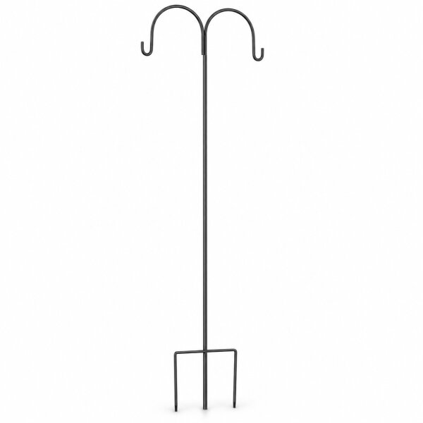 Gartenhaken Metall 140cm Schwarz Anthrazit-Schwarz doppelt für Ampeln